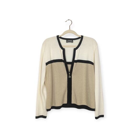 Vintage Dylani Acrylic Two-Piece Cream & Tan Sweater Set Size L - Picture 3 of 12